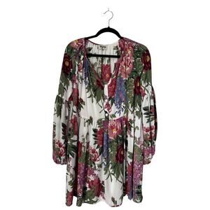 Show Me Your Mumu Sienna Floral Swing Tunic Dress Size XS Mini Bell Sleeve Boho